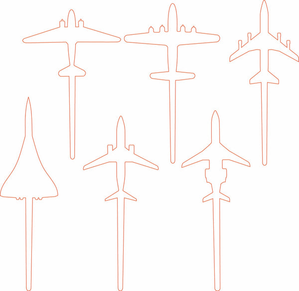 Airplane Set-of-6 Cake Decorations
