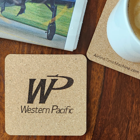 Image of cork coaster with Western Pacific branding impression.