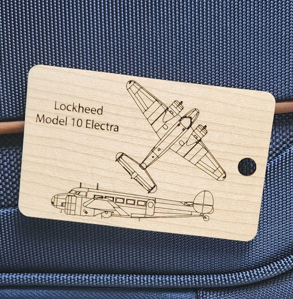 Lockheed Jet Tag Lockheed Model 10 Electra Solid Hardwood Wide Tag – Airline Time Machine