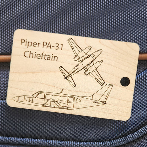 Piper PA-31 Navajo Chieftain Solid Hardwood Wide Tag