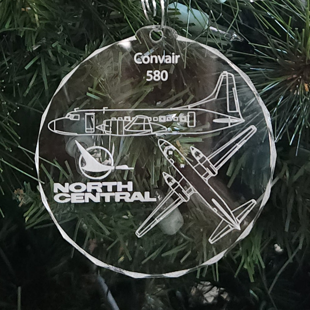 North Central Airlines Convair 580 Sculpted Edge Acrylic Ornament