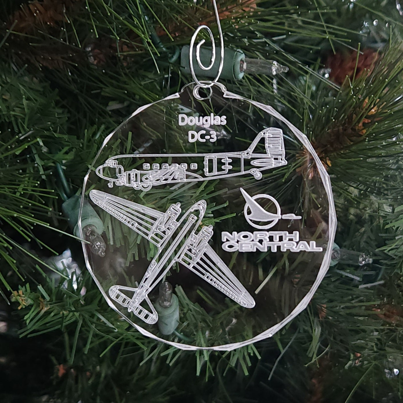 North Central Airlines Douglas DC-3 Sculpted Edge Acrylic Ornament